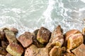 Sea water surface and stone/rock, background/texture Royalty Free Stock Photo