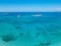 Sea water turquoise blue background, aerial view. Kato nisi beach, Elafonisos island, Greece Royalty Free Stock Photo