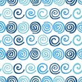 Blue summer waves seamless pattern.