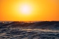 Sea wave close up, low angle view, sunrise shot Royalty Free Stock Photo