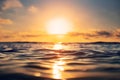 Sea wave close up, low angle view, sunrise shot. Ripple ocean waves. Royalty Free Stock Photo