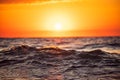 Sea wave close up, low angle view, sunrise shot Royalty Free Stock Photo