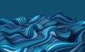 Sea wave emotion. Fluid waviness of a soft surface. 3D illustration of a field of strings twisted
