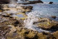 Sea wave hits the rocky beach, Calpe, Alicante, Spain Royalty Free Stock Photo