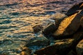 Sea wave in the morning reflecting the sunshine Royalty Free Stock Photo