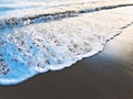 Sea wave over sand beach digital illustration. Oceanic water tide on seashore