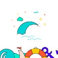 Sea wave, seascape filled line icon, simple illustration