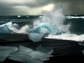 The glacier crushing the sea wave