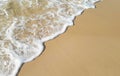 Sea Wave, White Foam, Golden Sand Beach, Turquoise Ocean Water Close Up, Summer Holidays Border Frame Concept