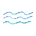 Sea waves, abstract, symbolic, cartoon, simple. Watercolor illustration, hand-drawn in pastel colors: turquoise, blue Royalty Free Stock Photo
