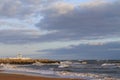 Sea with waves against a cloudy sky Royalty Free Stock Photo