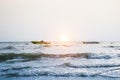 Sea waves at the beach in the evening