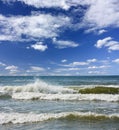 Sea waves, blue sky Royalty Free Stock Photo