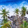 Sea waves are breaking on the rocks on the beach. Sri Lanka Royalty Free Stock Photo