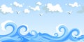 Sea waves and clouds. horizontal seamless landscap