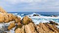 Sea waves at coast of the Mediterranean Royalty Free Stock Photo