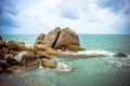 Sea waves crashing against the rocks, Koh Samui Royalty Free Stock Photo