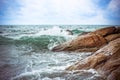 Sea waves crashing against the rocks, Koh Samui Royalty Free Stock Photo