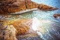 Sea waves crashing against the rocks, Koh Samui Royalty Free Stock Photo