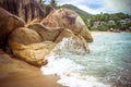 Sea waves crashing against the rocks, Koh Samui Royalty Free Stock Photo