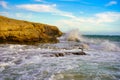 Sea waves crashing against the shore Royalty Free Stock Photo