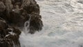 sea waves crushing over rocks with soft light Royalty Free Stock Photo