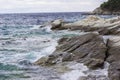 Sea waves crushing on rocks