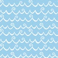 Sea Waves with Curls Seamless Background