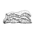 Sea waves handdrawn sketch. Vintage hand drawn ocean tidal storm wave isolated