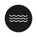 Sea waves icon flat black round button vector illustration