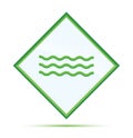 Sea waves icon modern abstract green diamond button Royalty Free Stock Photo
