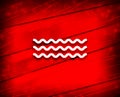 Sea waves icon shiny line red background illustration Royalty Free Stock Photo