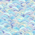 Sea waves magic blue teal turquoise purple seamless pattern Royalty Free Stock Photo