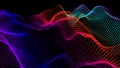 Sea waves from node. Hud data dots flow. Research points stream. Big data visualized presentation of scientific