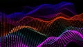 Sea waves from node. Hud data dots flow. Research points stream. Big data visualized presentation of scientific