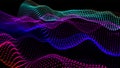 Sea waves from node. Hud data dots flow. Research points stream. Big data visualized presentation of scientific