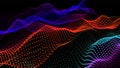 Sea waves from node. Hud data dots flow. Research points stream. Big data visualized presentation of scientific