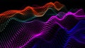 Sea waves from node. Hud data dots flow. Research points stream. Big data visualized presentation of scientific