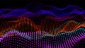 Sea waves from node. Hud data dots flow. Research points stream. Big data visualized presentation of scientific