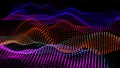 Sea waves from node. Hud data dots flow. Research points stream. Big data visualized presentation of scientific