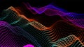 Sea waves from node. Hud data dots flow. Research points stream. Big data visualized presentation of scientific