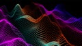 Sea waves from node. Hud data dots flow. Research points stream. Big data visualized presentation of scientific