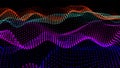 Sea waves from node. Hud data dots flow. Research points stream. Big data visualized presentation of scientific
