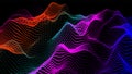 Sea waves from node. Hud data dots flow. Research points stream. Big data visualized presentation of scientific