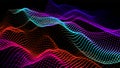 Sea waves from node. Hud data dots flow. Research points stream. Big data visualized presentation of scientific