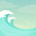 Sea waves, ocean wave background, water and summer sky