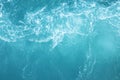 Sea  Waves in ocean wave Bubbles Splashing Ripple Water Storm monsoon. Blue water background. Royalty Free Stock Photo