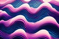 Sea waves pattern abstract background, volumetric purple pink and blue waves texture