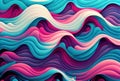 Sea waves pattern abstract background, volumetric purple pink and blue waves texture,