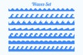 Sea waves pattern borders set of seven Royalty Free Stock Photo